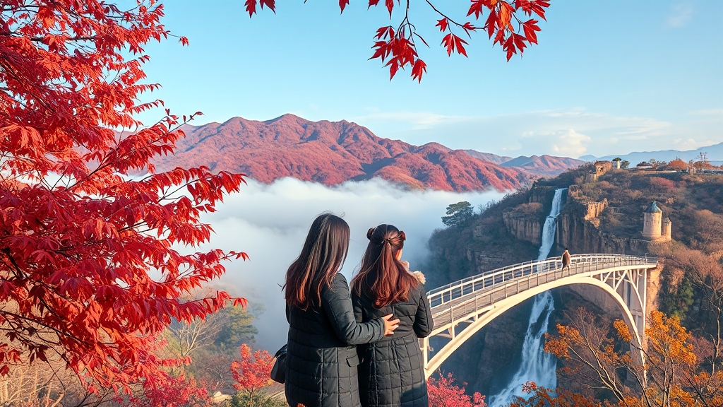 구름다리: 아찔함 & 풍경 (realistic 스타일)