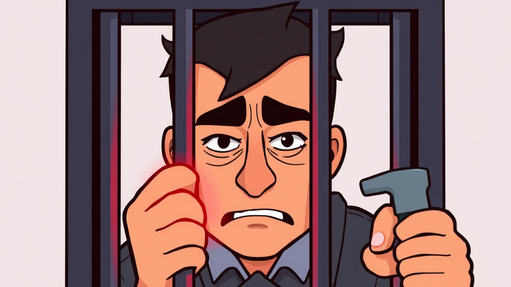 임시조치 위반 시 처벌 (cartoon 스타일)