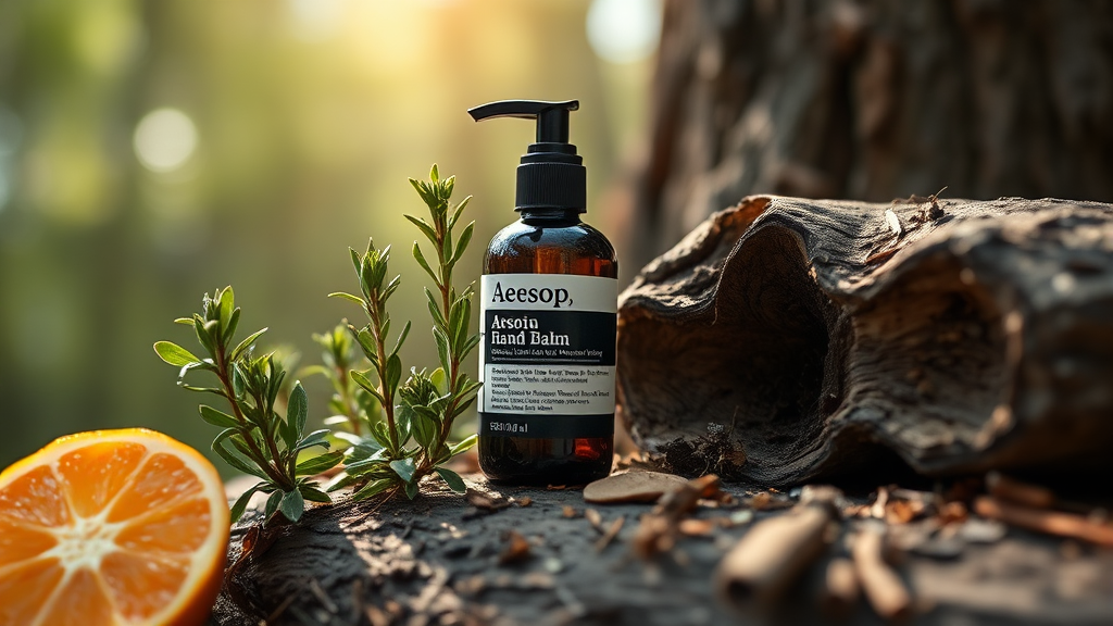 매혹적인 향의 비밀: 이솝 핸드밤의 향 구조 분석 (realistic 스타일)