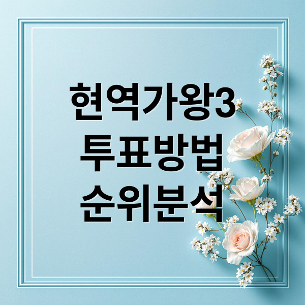 현역가왕3
투표방법
순위분석 (현역가왕3 투표 홍지윤 정미애)