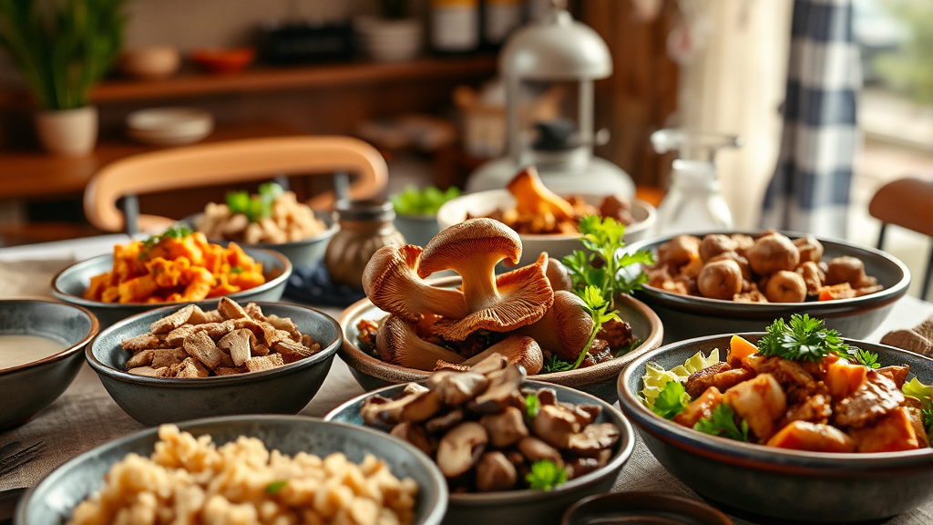 표고버섯, 맛있게 먹는 법 (realistic 스타일)