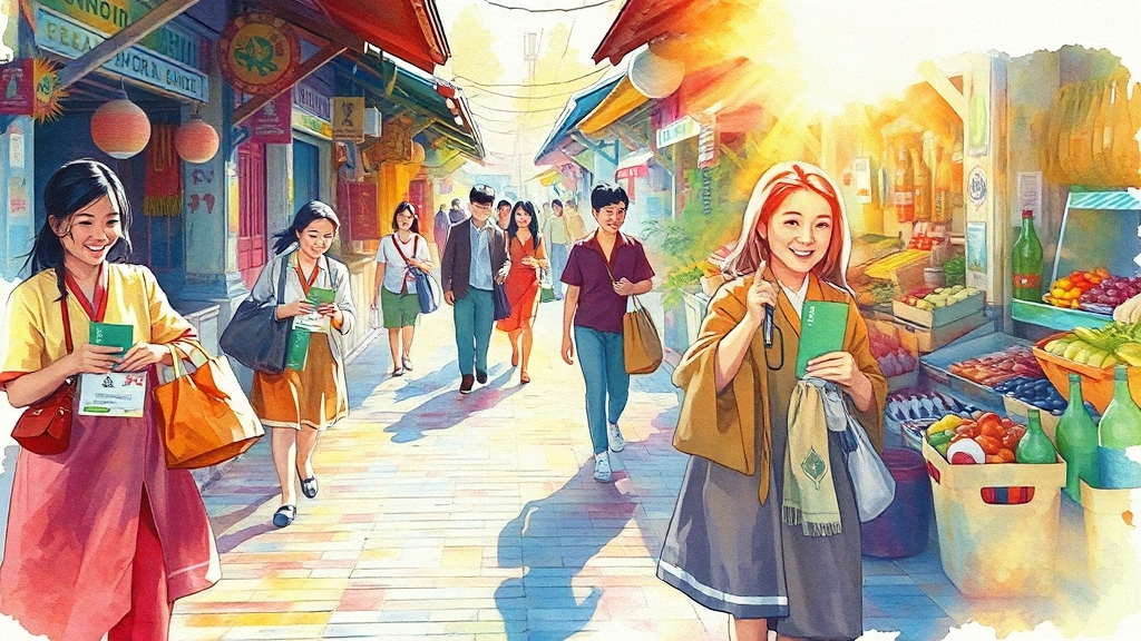 전통시장, 디지털 온누리로 활짝! (watercolor 스타일)