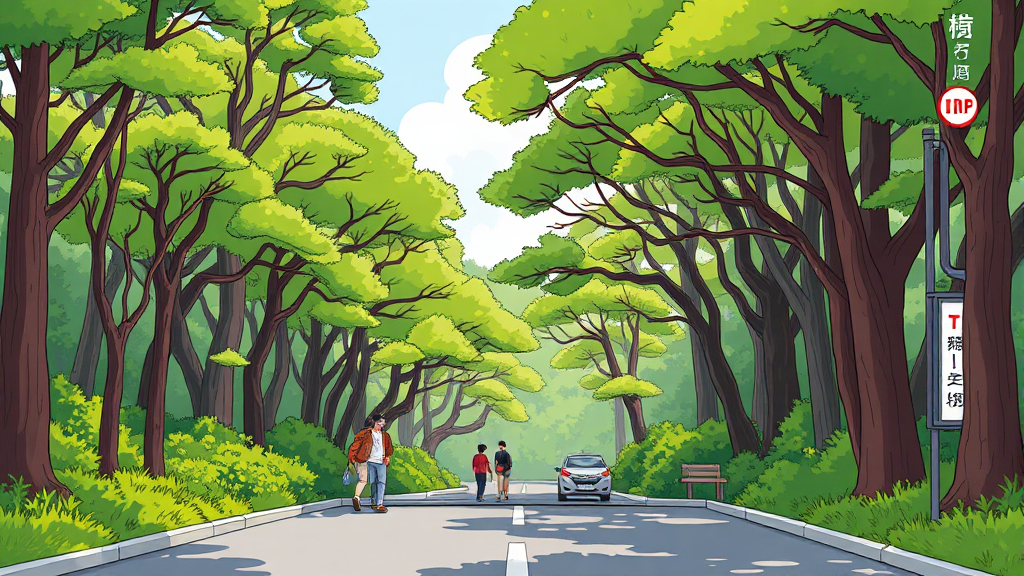 사려니숲길 주차 및 편의시설 정보 (cartoon 스타일)