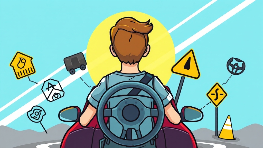 무사고 & 운전자 범위 설정으로 관리 (cartoon 스타일)