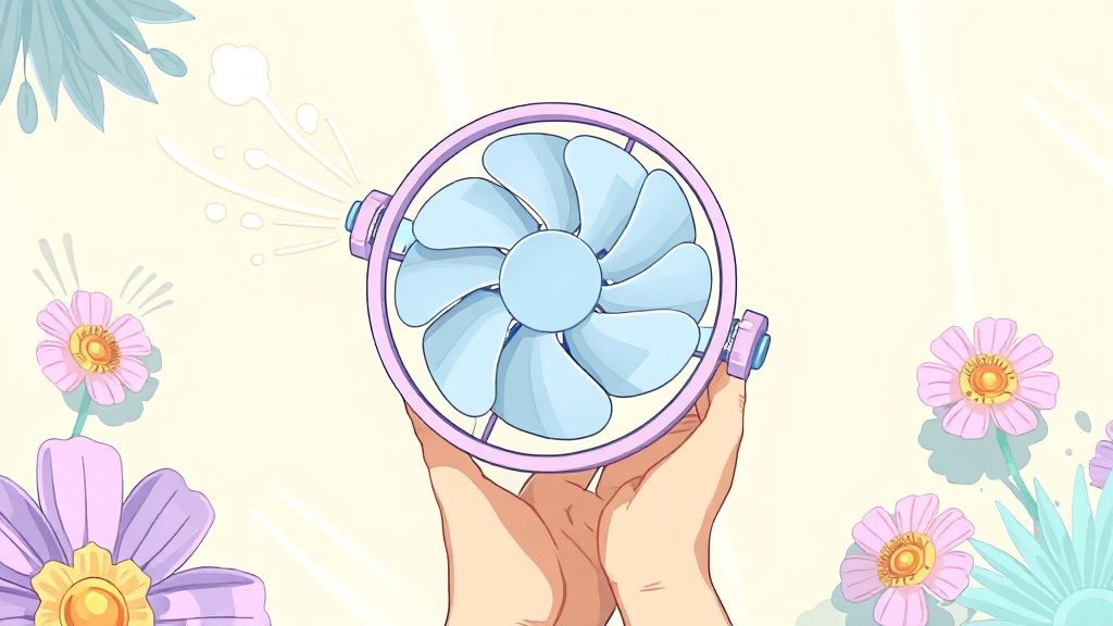 휴대용 선풍기 디자인과 휴대성 (cartoon 스타일)