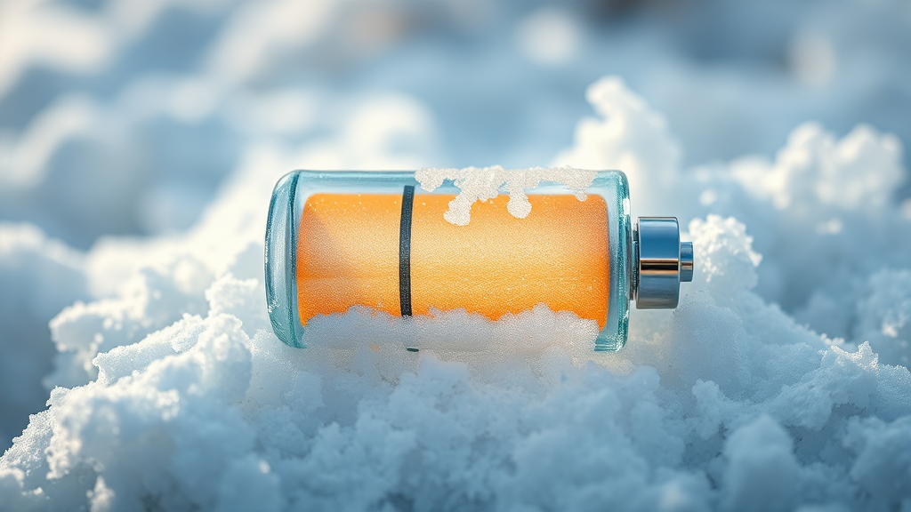 추위가 배터리에 미치는 영향 (realistic 스타일)