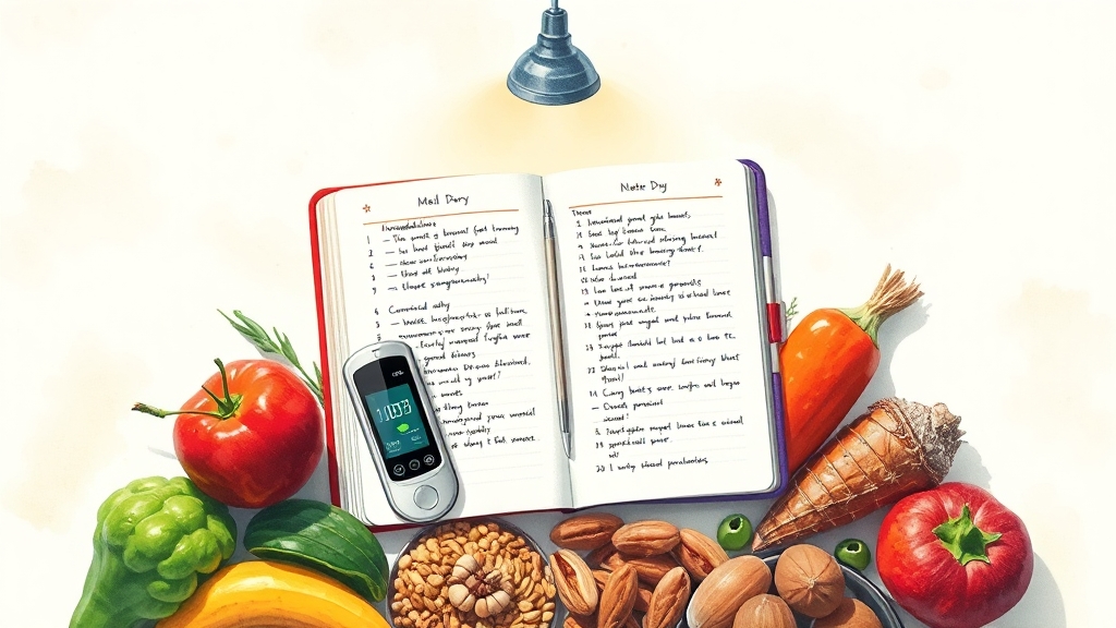 식사 일기 및 혈당 체크 (illustration 스타일)