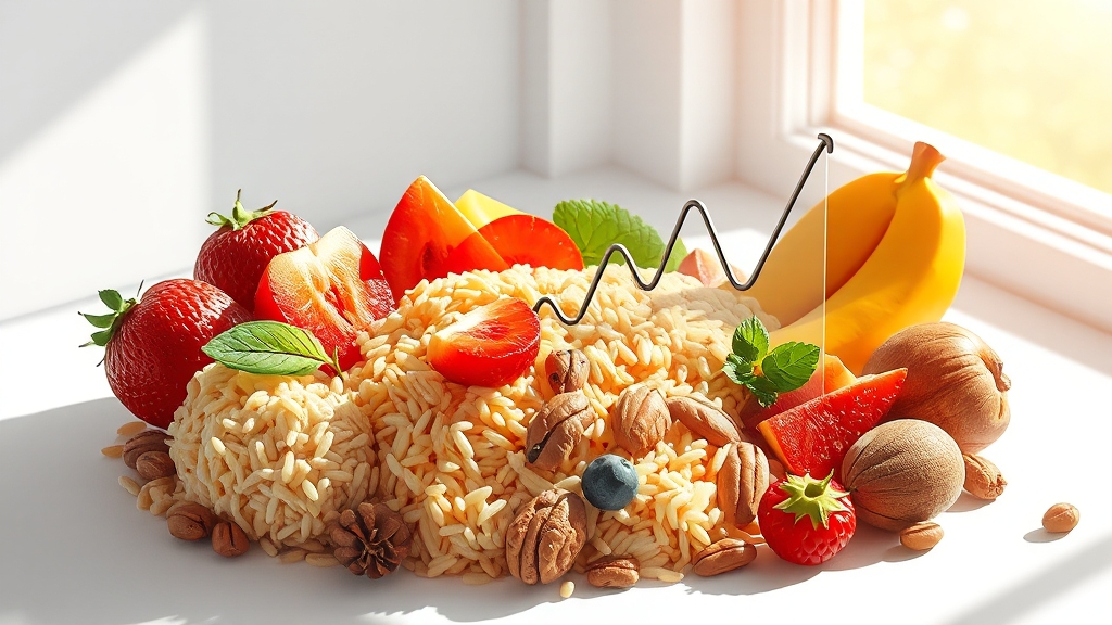 혈당 조절에 좋은 식품 (illustration 스타일)