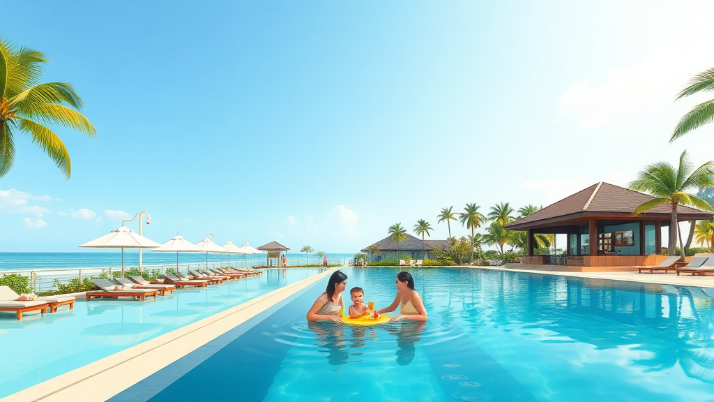 수영장 & 부대시설 이용 후기 (illustration 스타일)