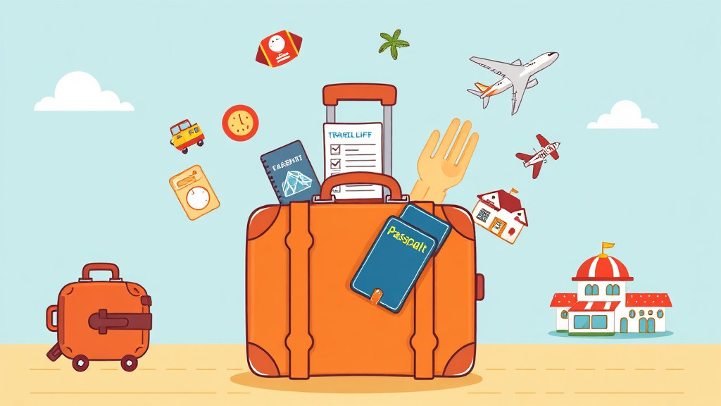 여행 준비 체크리스트 (cartoon 스타일)