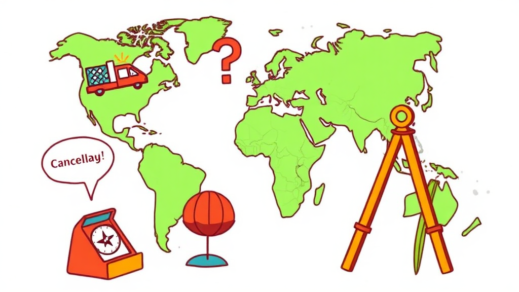 여행 취소 및 환불: 알아야 할 기준과 절차 (cartoon 스타일)