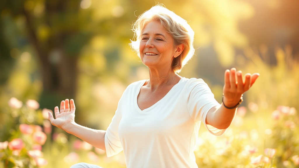 갱년기 건강 관리, 생활 습관이 중요! (watercolor 스타일)