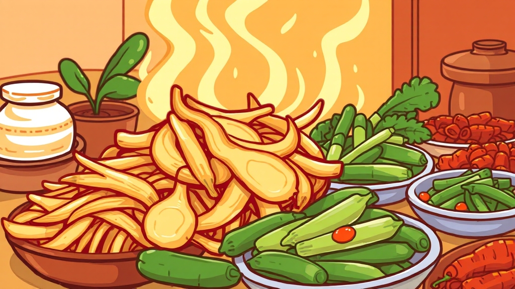 맛있는 궁채 요리 레시피 (cartoon 스타일)