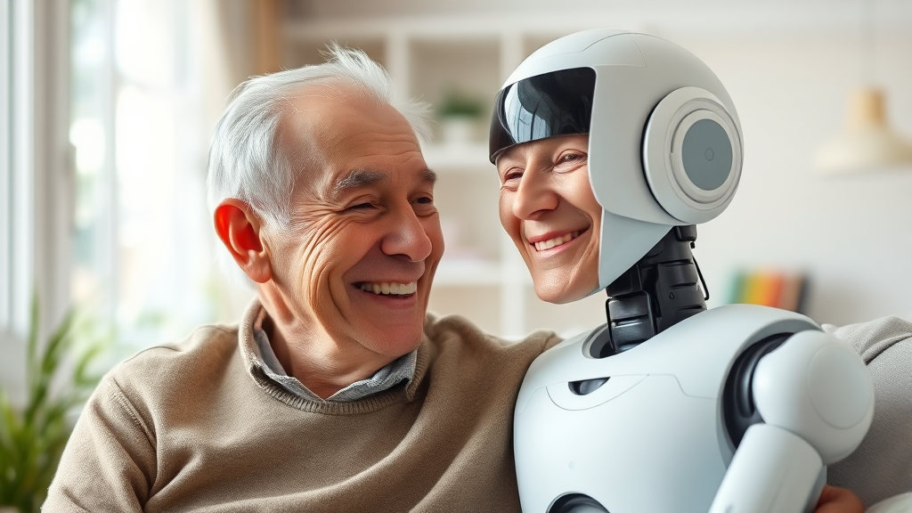 큐라코 AI 배설케어로봇: 통합돌봄의 미래 3 통합돌봄 솔루션, 큐라코 AI 로봇 (watercolor 스타일)