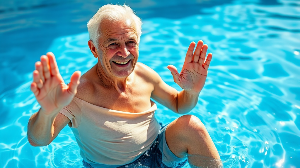 수영, 통증 완화 가능성 (realistic 스타일)