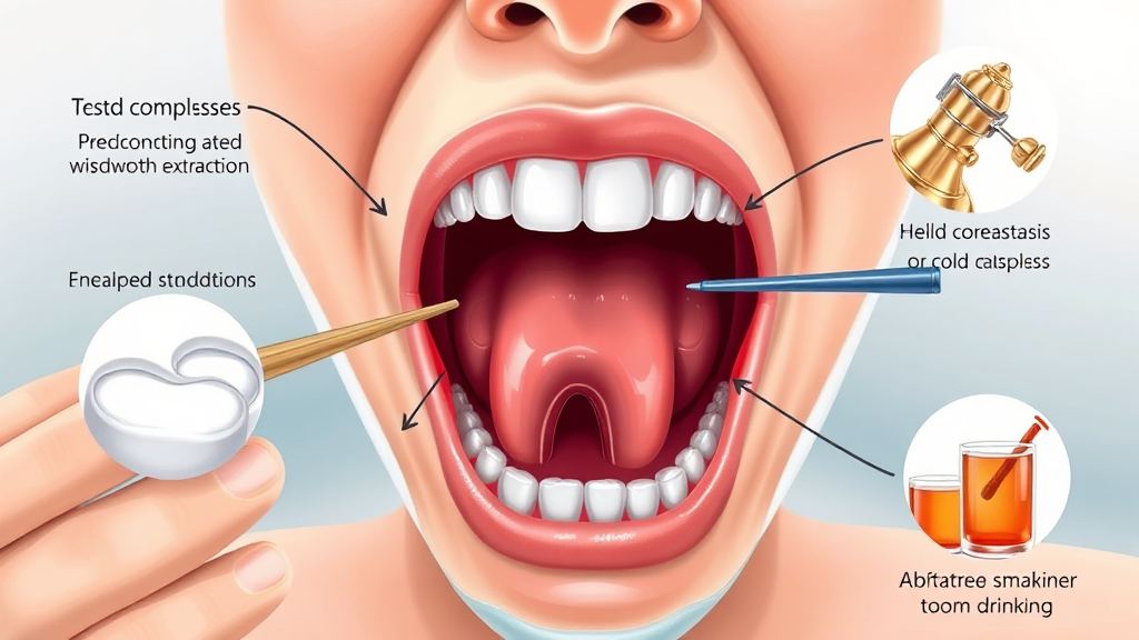 사랑니 발치 후 초기 관리: 지혈, 냉찜질, 피해야 할 행동 (realistic 스타일)