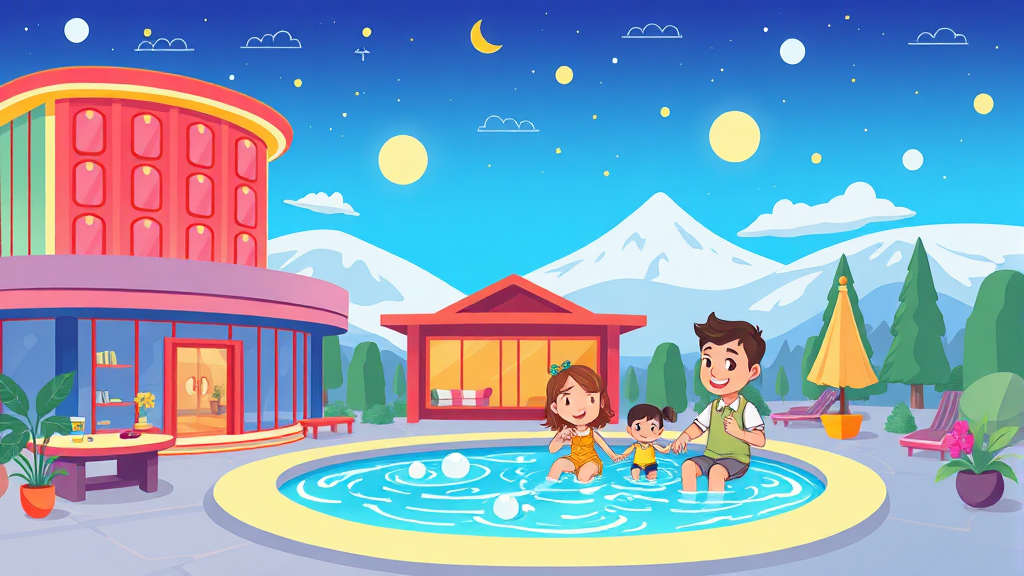 웰파크 호텔 & 석정 휴스파 부대시설 및 프로그램 (cartoon 스타일)