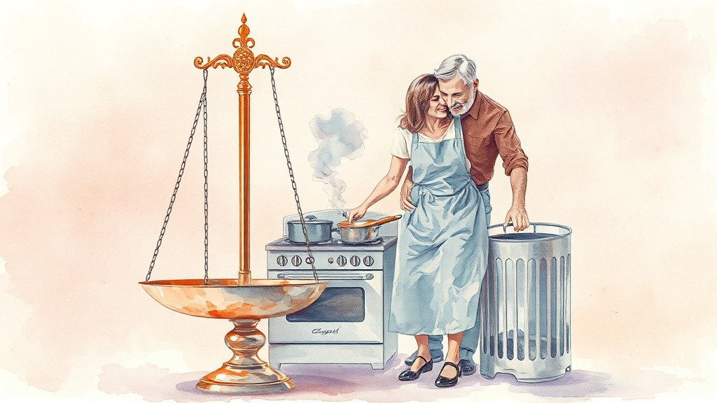 재산 분할, 어떻게 나눠야 공정할까? (watercolor 스타일)
