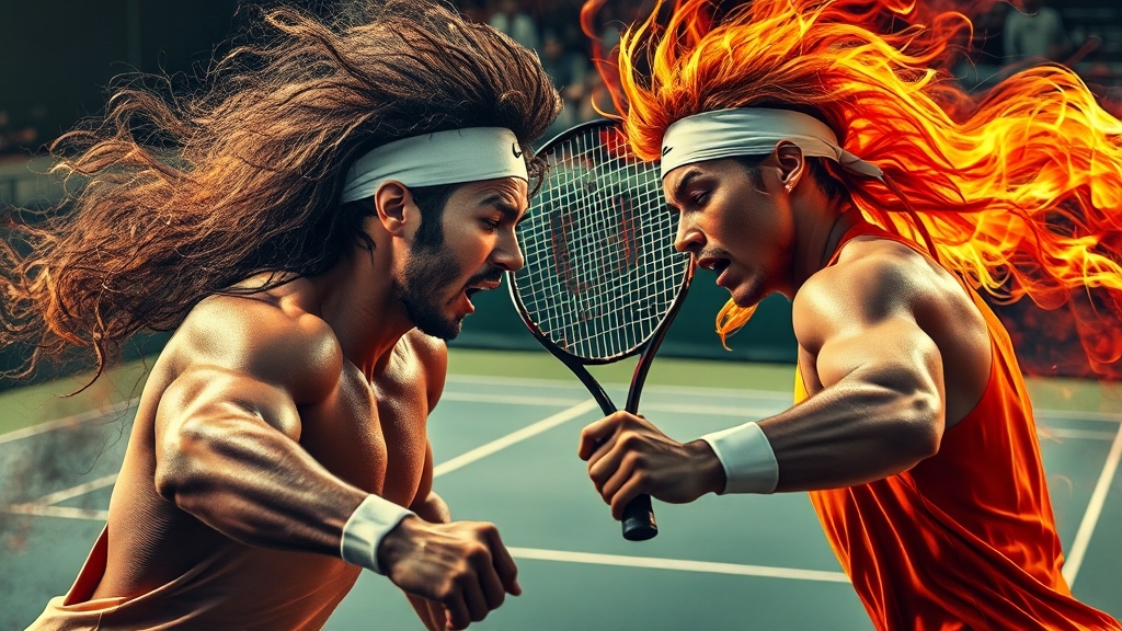 알카라스 vs 시너, 미리 보는 승부 (realistic 스타일)