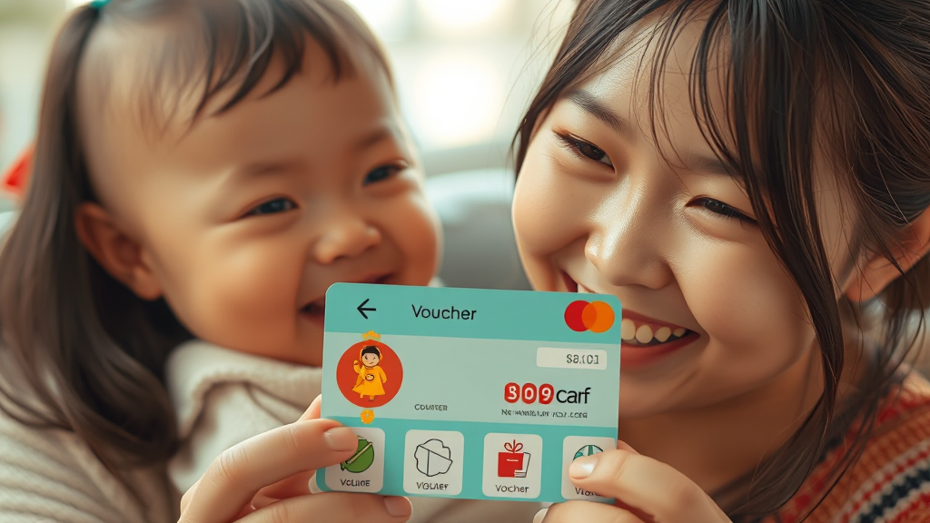 바우처 종류 및 지원 혜택 (realistic 스타일)