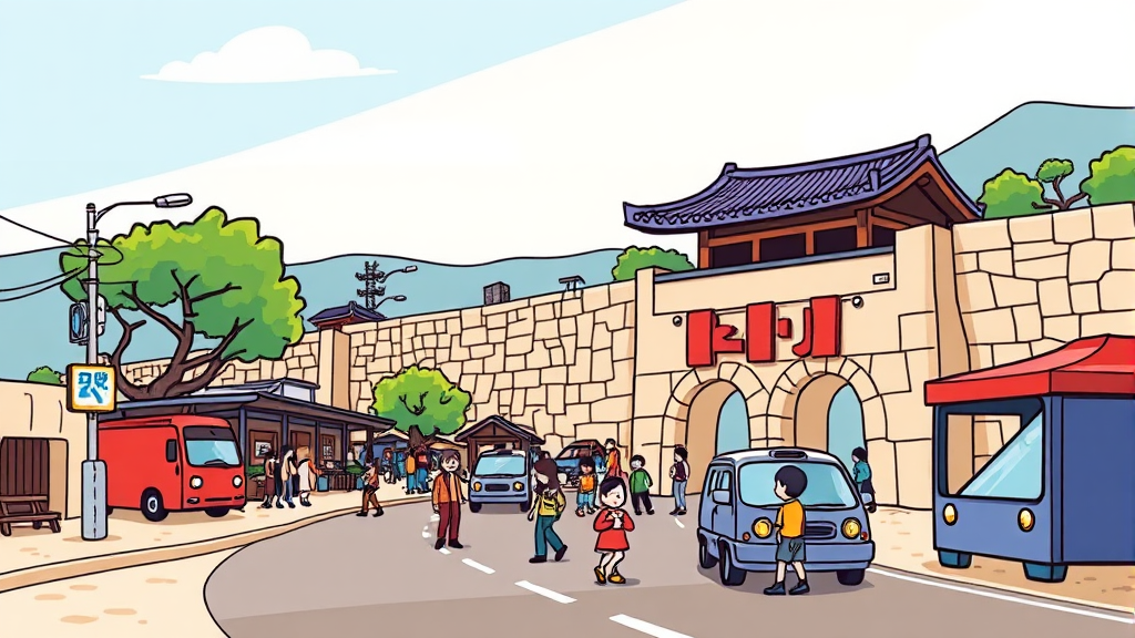 방문 팁: 주차, 교통, 아이와 함께 방문 시 고려사항 (cartoon 스타일)