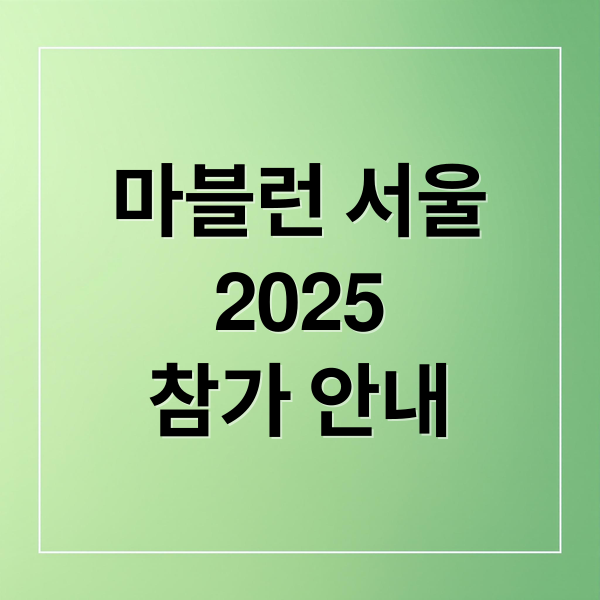 마블런 서울
2025
참가 안내 (마블런 2025)