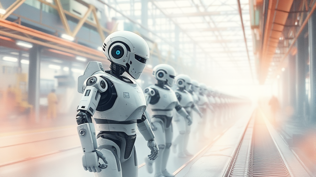 휴머노이드 로봇 시장 전망 (watercolor 스타일)