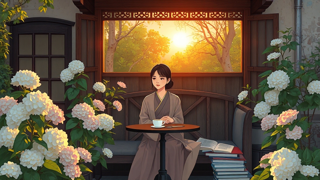 춘운서옥: 고택 카페에서 즐기는 여유 (illustration 스타일)