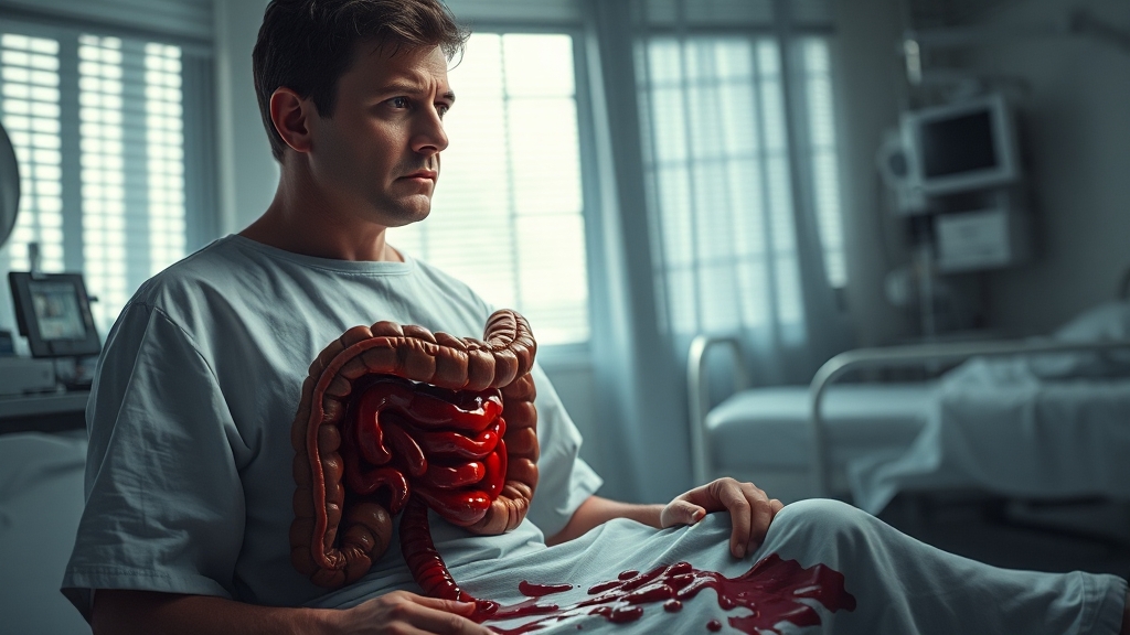 혈변의 주요 원인 질환 (realistic 스타일)