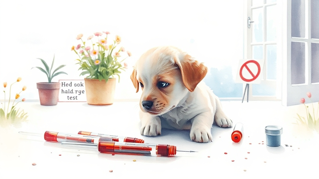 강아지 알레르기 검사 (watercolor 스타일)