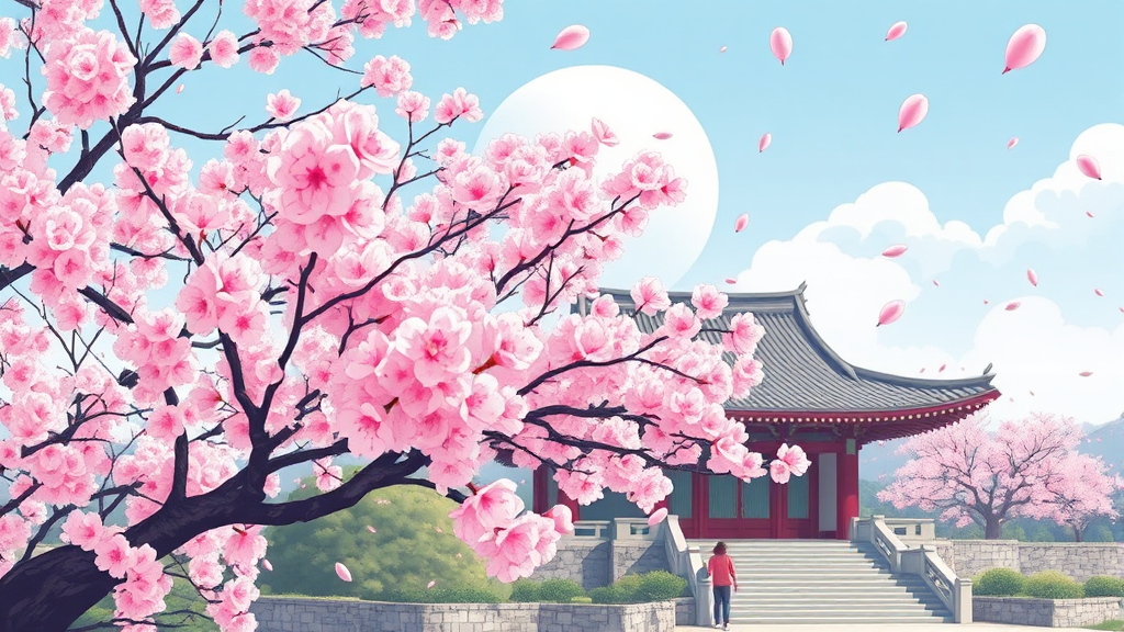 벚꽃 개화 시기와 명소 (illustration 스타일)