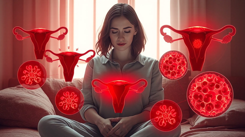 프로스타글란딘: 생리통 핵심 원리 (realistic 스타일)