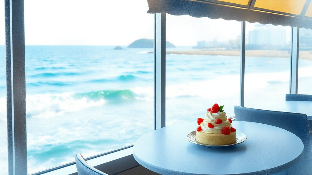 강릉 카페: 오션뷰 & 이색 (watercolor 스타일)