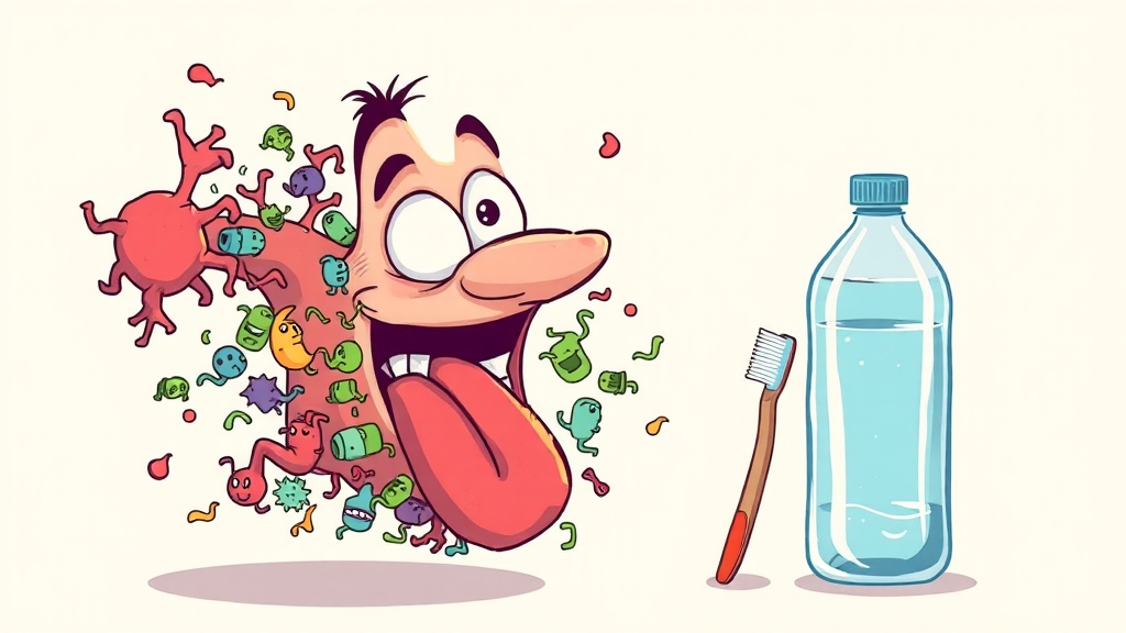 입냄새 원인과 메커니즘 (cartoon 스타일)