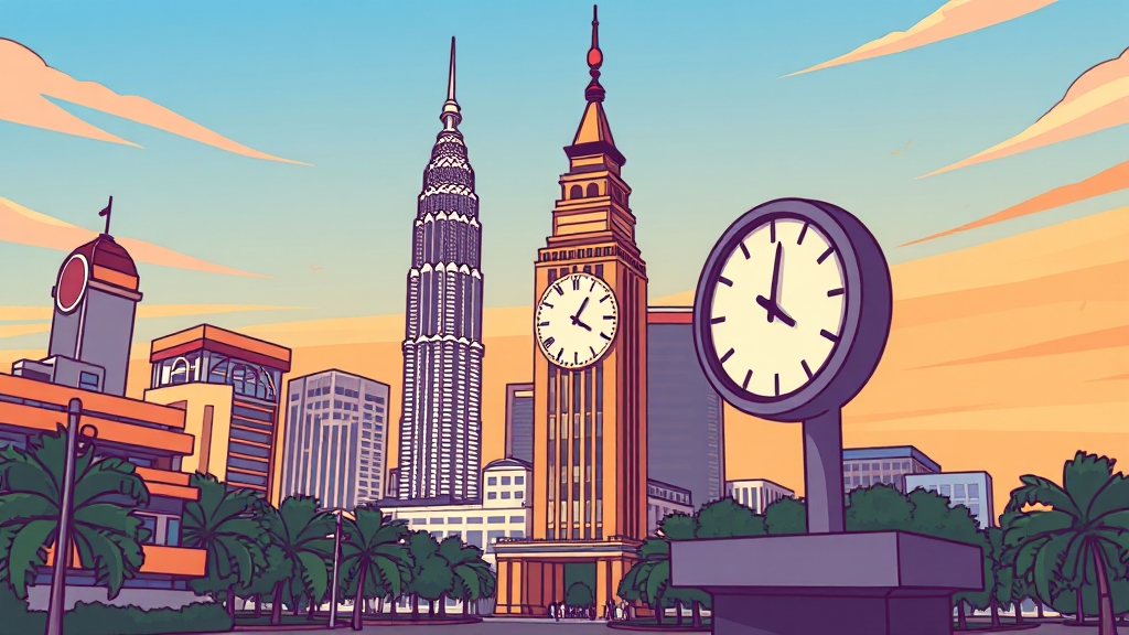 말레이시아 시차 및 시간 정보 (cartoon 스타일)