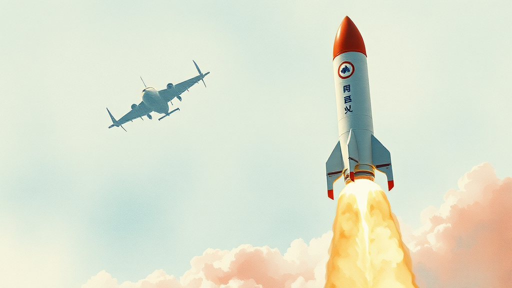 ‘누리’ 위성 발사 성공 (watercolor 스타일)