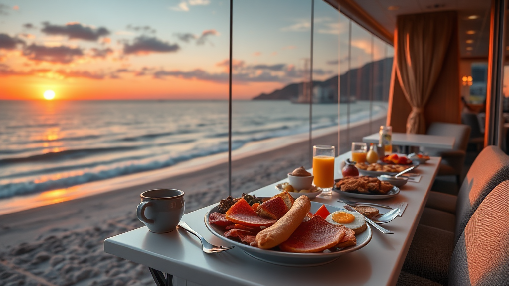 일출 감상과 조식 (realistic 스타일)