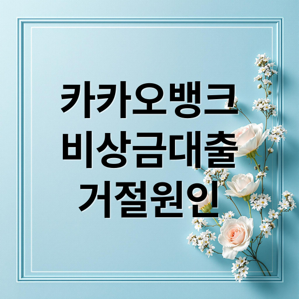 카카오뱅크
비상금대출
거절원인 (카카오뱅크 비상금대출 보증심사 부적합)