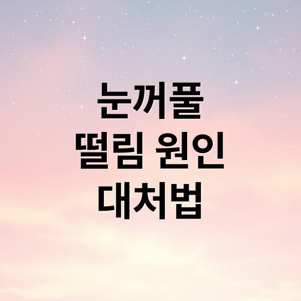 눈꺼풀
떨림 원인
대처법 (눈꺼풀 떨림 증상)