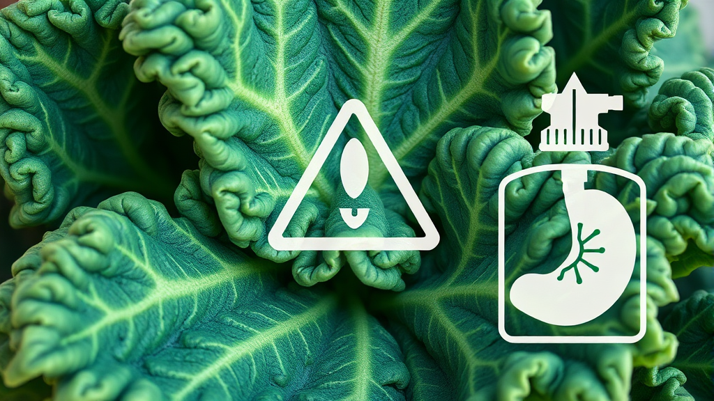 컬리케일 섭취 시 주의사항 (realistic 스타일)