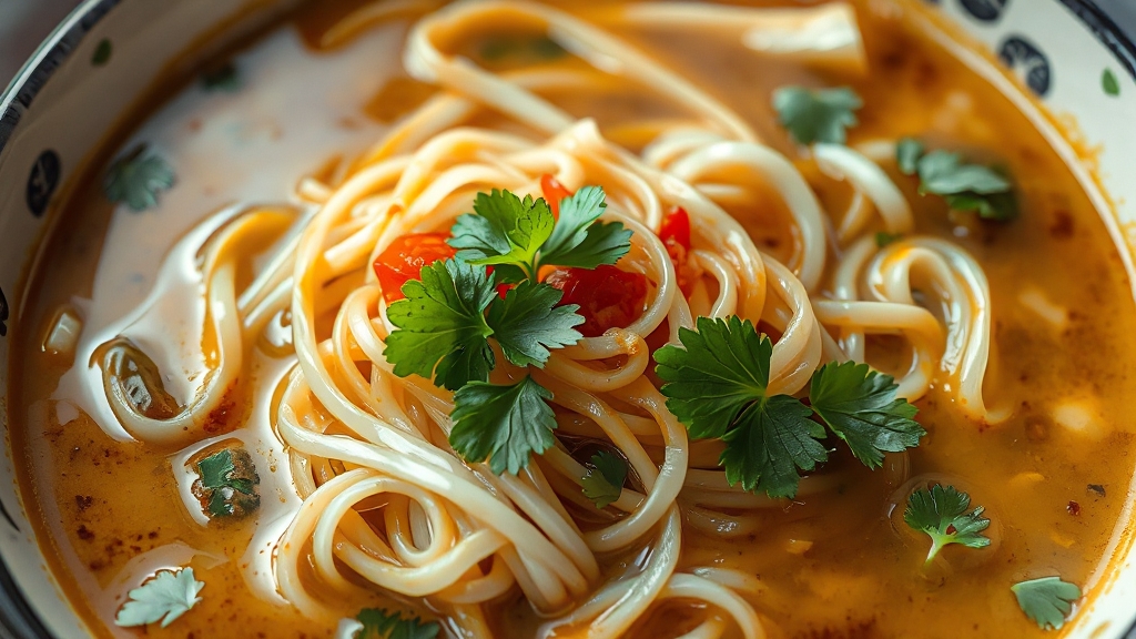 쌀국수 맛의 비법: 육수, 면, 고명 (realistic 스타일)