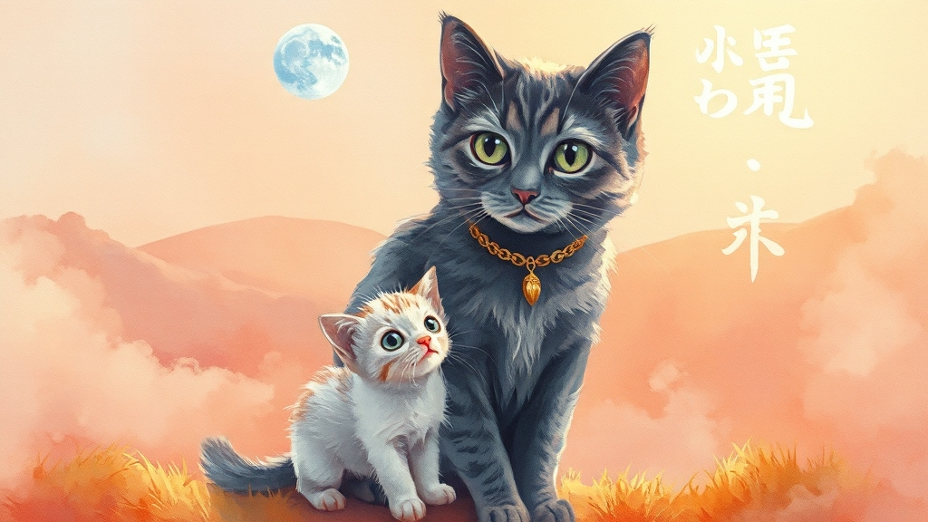 고양이 행동별 꿈 해몽: 의미와 해석 (watercolor 스타일)