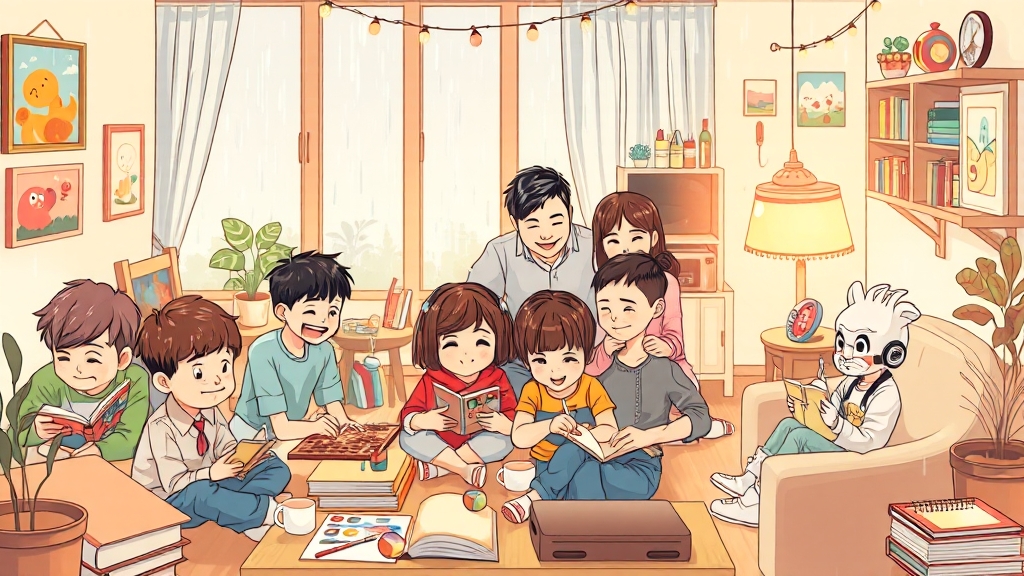 장마철 실내 활동 추천 (illustration 스타일)