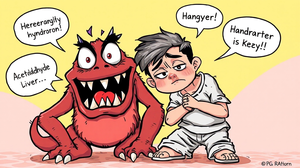 숙취, 왜 생기는 걸까요? (cartoon 스타일)