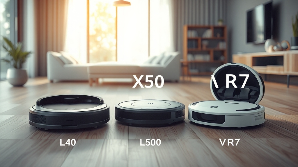 경쟁 모델 비교 분석: L40, X50, 삼성 비스포크 VR7 (realistic 스타일)