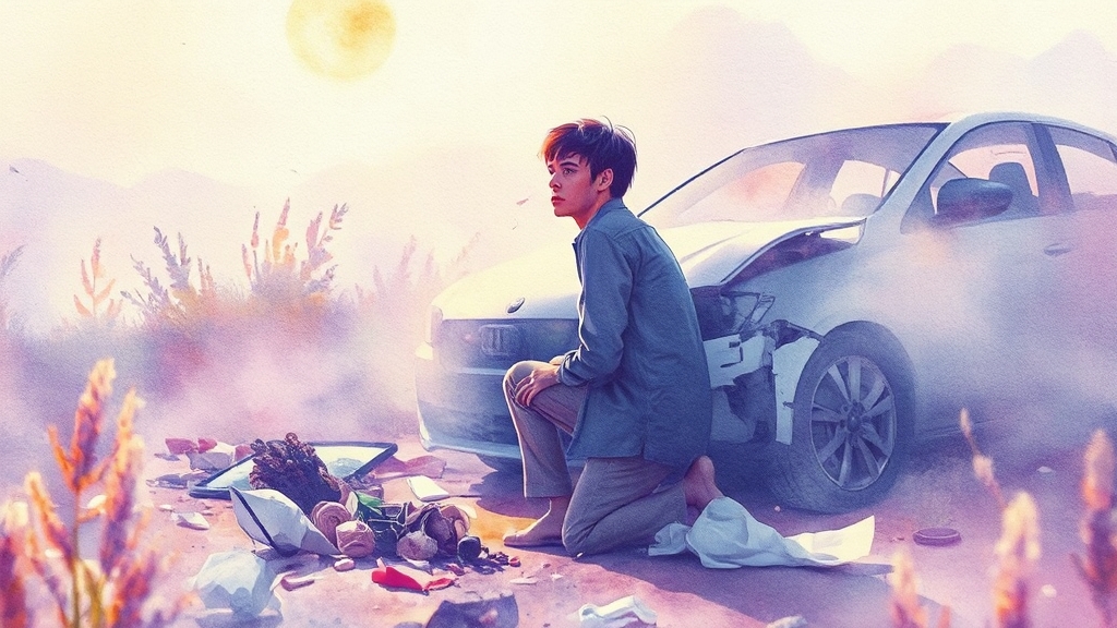 차사고 꿈: 일반적 의미 (watercolor 스타일)