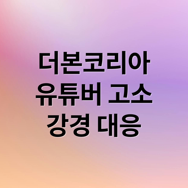 더본코리아
유튜버 고소
강경 대응 (더본코리아 백종원 유튜버 대응)
