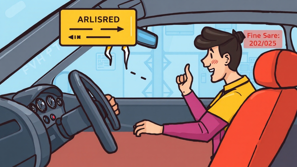 불합격 시 조치 및 과태료 (cartoon 스타일)