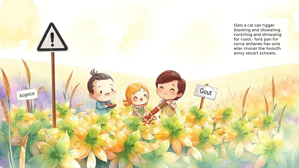 귀리 섭취 시 주의사항과 부작용 (watercolor 스타일)