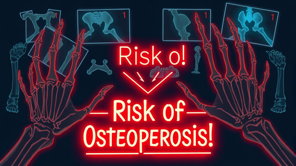골다공증 증상 및 진단 (illustration 스타일)